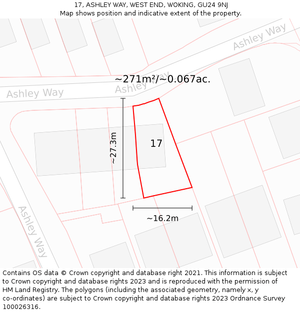 17, ASHLEY WAY, WEST END, WOKING, GU24 9NJ: Plot and title map