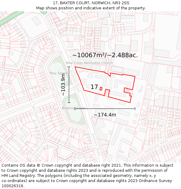 17, BAXTER COURT, NORWICH, NR3 2SS: Plot and title map
