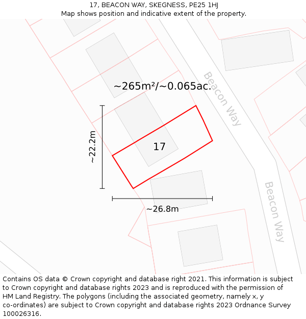 17, BEACON WAY, SKEGNESS, PE25 1HJ: Plot and title map