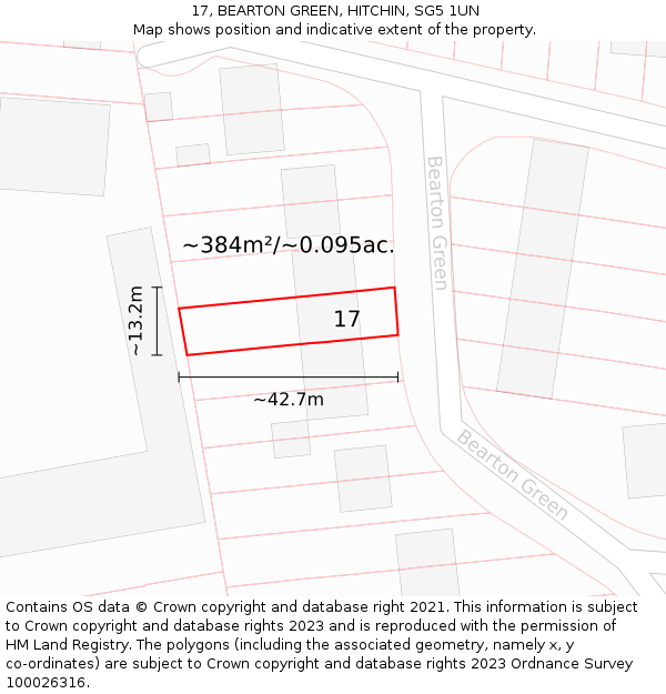 17, BEARTON GREEN, HITCHIN, SG5 1UN: Plot and title map