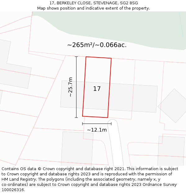 17, BERKELEY CLOSE, STEVENAGE, SG2 8SG: Plot and title map