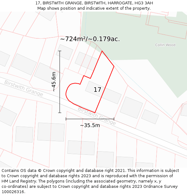 17, BIRSTWITH GRANGE, BIRSTWITH, HARROGATE, HG3 3AH: Plot and title map