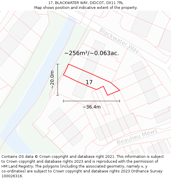 17, BLACKWATER WAY, DIDCOT, OX11 7RL: Plot and title map