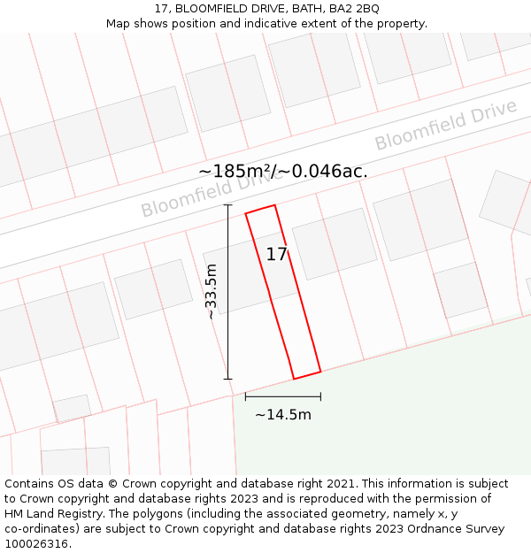 17, BLOOMFIELD DRIVE, BATH, BA2 2BQ: Plot and title map
