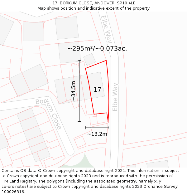 17, BORKUM CLOSE, ANDOVER, SP10 4LE: Plot and title map