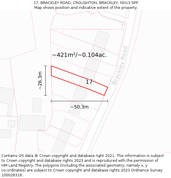 17, BRACKLEY ROAD, CROUGHTON, BRACKLEY, NN13 5PP: Plot and title map