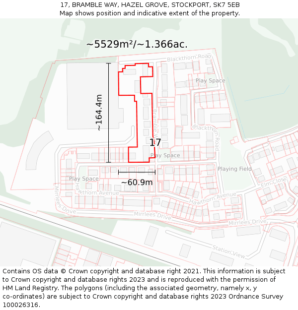 17, BRAMBLE WAY, HAZEL GROVE, STOCKPORT, SK7 5EB: Plot and title map