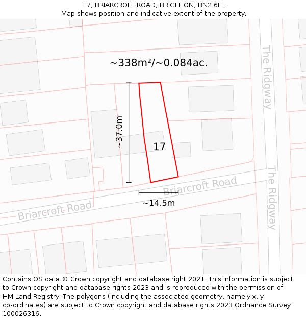 17, BRIARCROFT ROAD, BRIGHTON, BN2 6LL: Plot and title map
