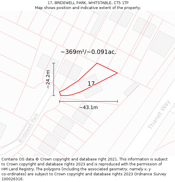 17, BRIDEWELL PARK, WHITSTABLE, CT5 1TP: Plot and title map