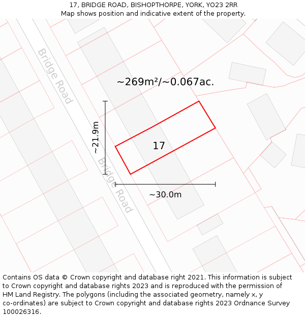 17, BRIDGE ROAD, BISHOPTHORPE, YORK, YO23 2RR: Plot and title map
