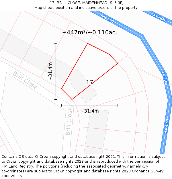 17, BRILL CLOSE, MAIDENHEAD, SL6 3EJ: Plot and title map