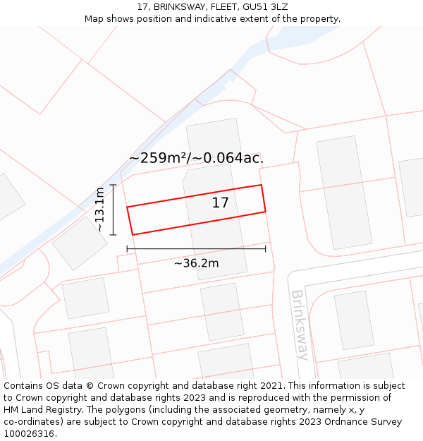 17, BRINKSWAY, FLEET, GU51 3LZ: Plot and title map