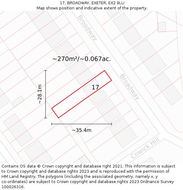 17, BROADWAY, EXETER, EX2 9LU: Plot and title map