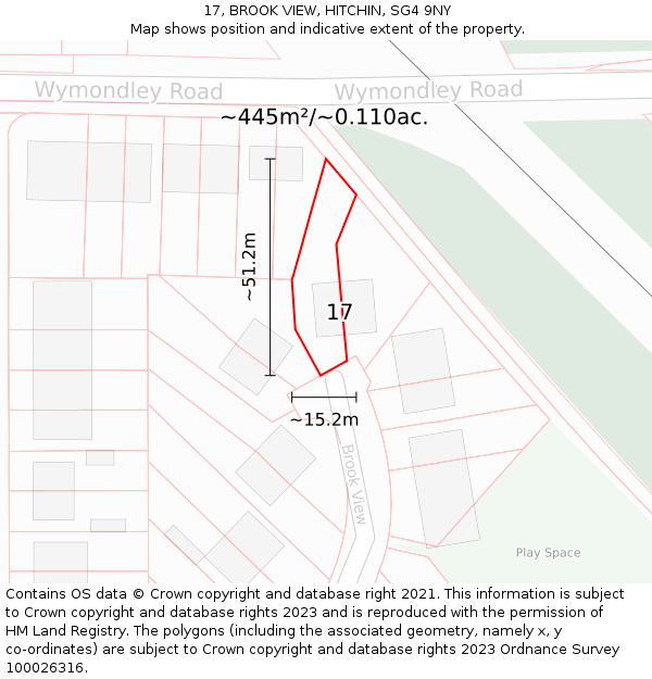 17, BROOK VIEW, HITCHIN, SG4 9NY: Plot and title map