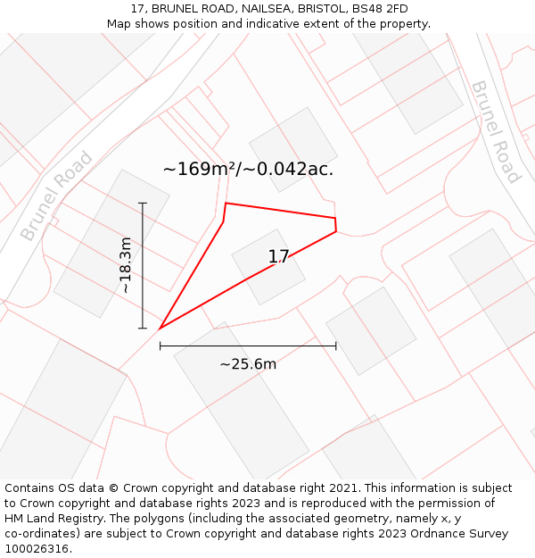 17, BRUNEL ROAD, NAILSEA, BRISTOL, BS48 2FD: Plot and title map