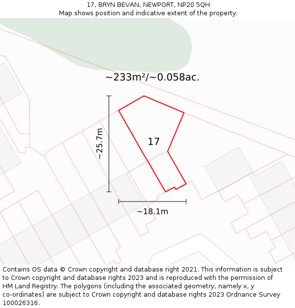 17, BRYN BEVAN, NEWPORT, NP20 5QH: Plot and title map