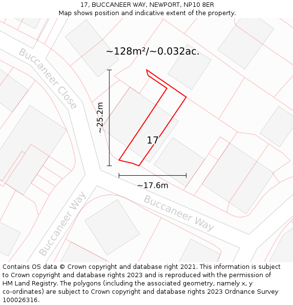 17, BUCCANEER WAY, NEWPORT, NP10 8ER: Plot and title map