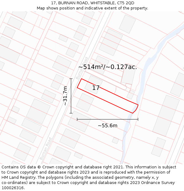 17, BURNAN ROAD, WHITSTABLE, CT5 2QD: Plot and title map