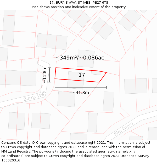 17, BURNS WAY, ST IVES, PE27 6TS: Plot and title map