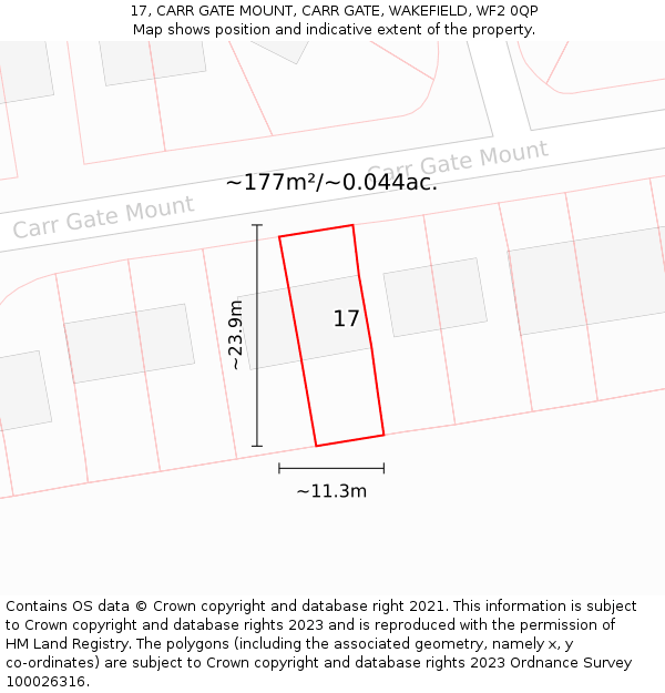 17, CARR GATE MOUNT, CARR GATE, WAKEFIELD, WF2 0QP: Plot and title map