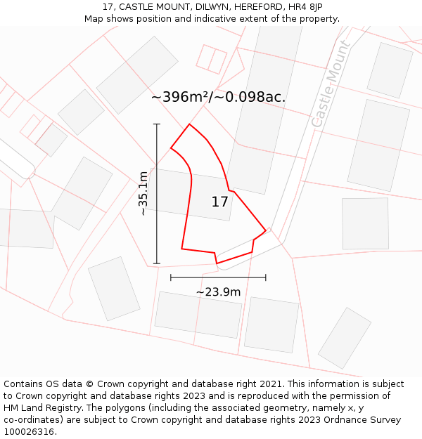 17, CASTLE MOUNT, DILWYN, HEREFORD, HR4 8JP: Plot and title map