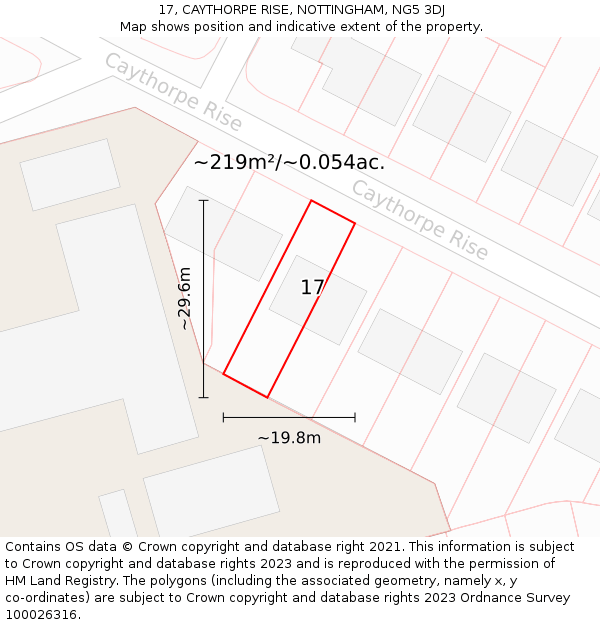 17, CAYTHORPE RISE, NOTTINGHAM, NG5 3DJ: Plot and title map