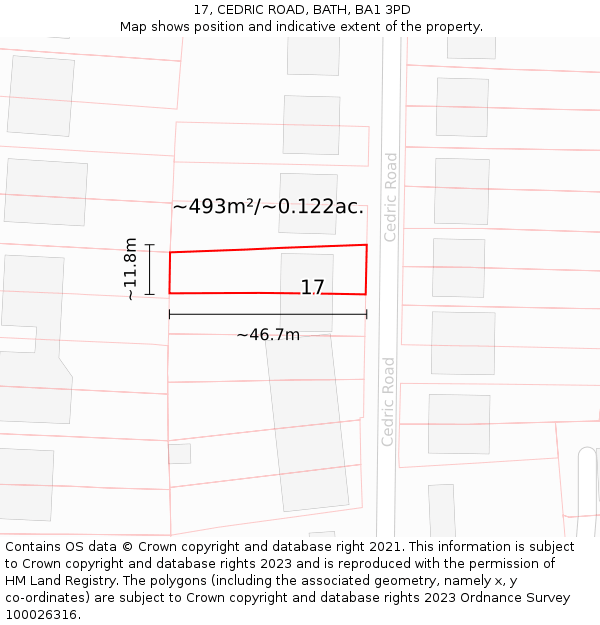17, CEDRIC ROAD, BATH, BA1 3PD: Plot and title map