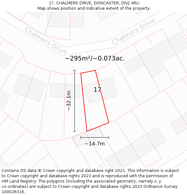 17, CHALMERS DRIVE, DONCASTER, DN2 4RU: Plot and title map