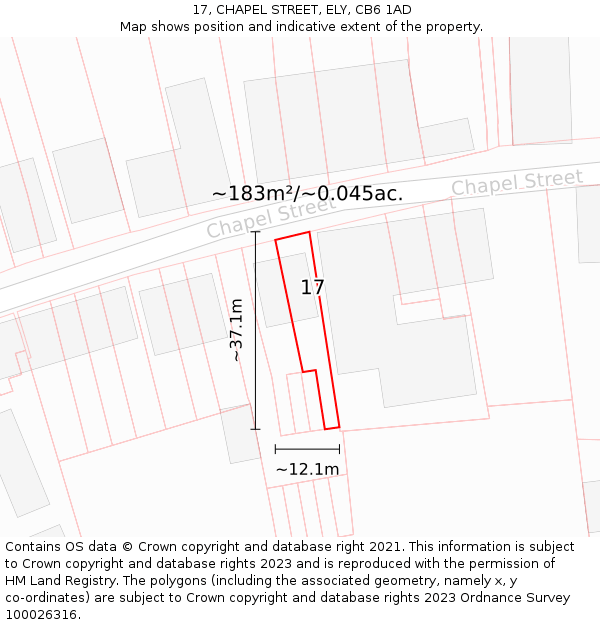 17, CHAPEL STREET, ELY, CB6 1AD: Plot and title map