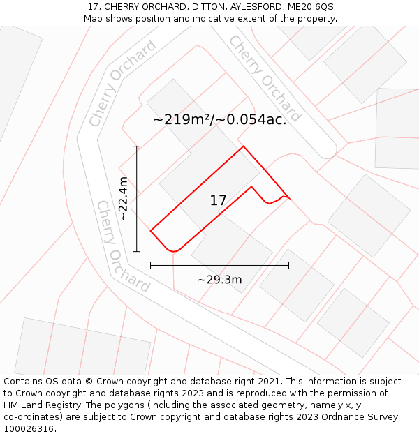 17, CHERRY ORCHARD, DITTON, AYLESFORD, ME20 6QS: Plot and title map
