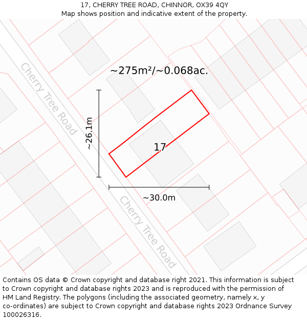 17, CHERRY TREE ROAD, CHINNOR, OX39 4QY: Plot and title map