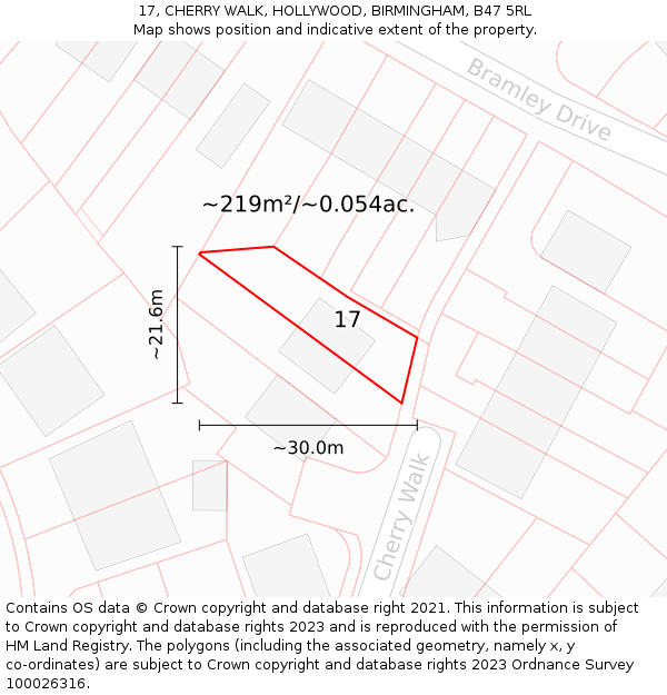 17, CHERRY WALK, HOLLYWOOD, BIRMINGHAM, B47 5RL: Plot and title map
