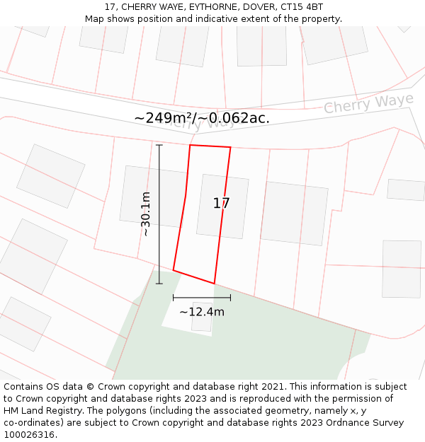 17, CHERRY WAYE, EYTHORNE, DOVER, CT15 4BT: Plot and title map