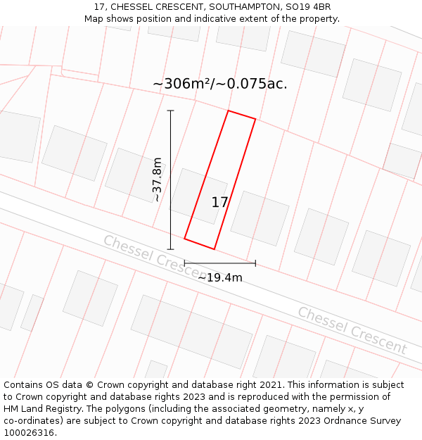 17, CHESSEL CRESCENT, SOUTHAMPTON, SO19 4BR: Plot and title map
