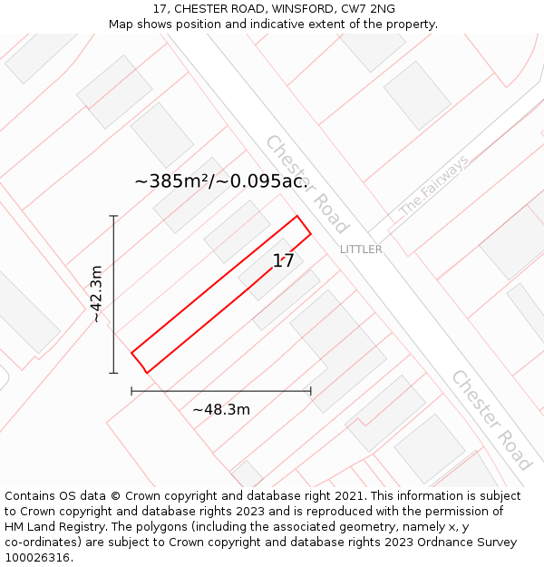 17, CHESTER ROAD, WINSFORD, CW7 2NG: Plot and title map