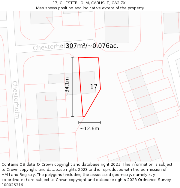17, CHESTERHOLM, CARLISLE, CA2 7XH: Plot and title map