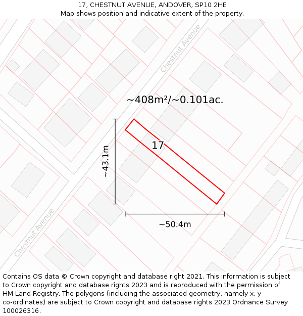 17, CHESTNUT AVENUE, ANDOVER, SP10 2HE: Plot and title map