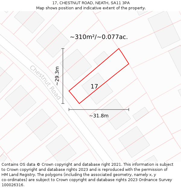 17, CHESTNUT ROAD, NEATH, SA11 3PA: Plot and title map