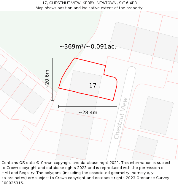 17, CHESTNUT VIEW, KERRY, NEWTOWN, SY16 4PR: Plot and title map