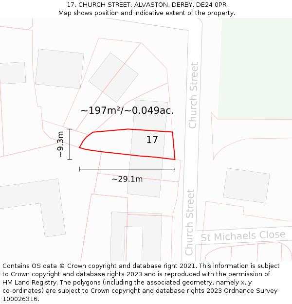 17, CHURCH STREET, ALVASTON, DERBY, DE24 0PR: Plot and title map