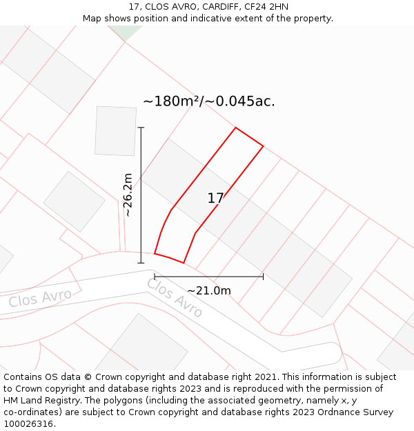 17, CLOS AVRO, CARDIFF, CF24 2HN: Plot and title map