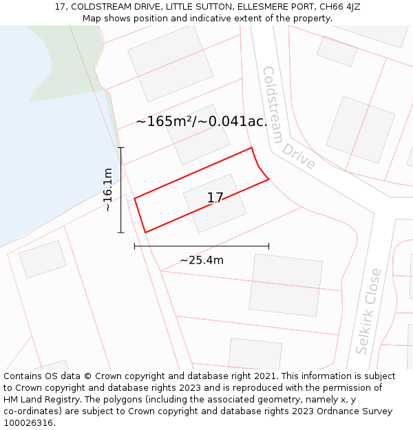 17, COLDSTREAM DRIVE, LITTLE SUTTON, ELLESMERE PORT, CH66 4JZ: Plot and title map