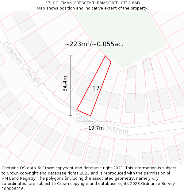 17, COLEMAN CRESCENT, RAMSGATE, CT12 6AB: Plot and title map