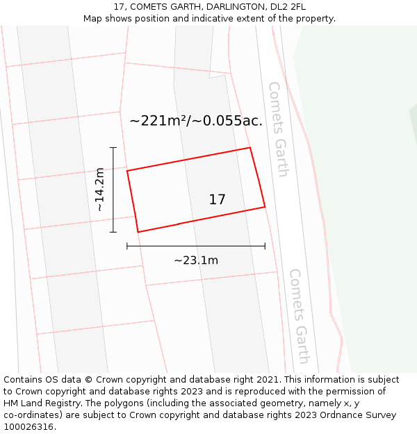 17, COMETS GARTH, DARLINGTON, DL2 2FL: Plot and title map