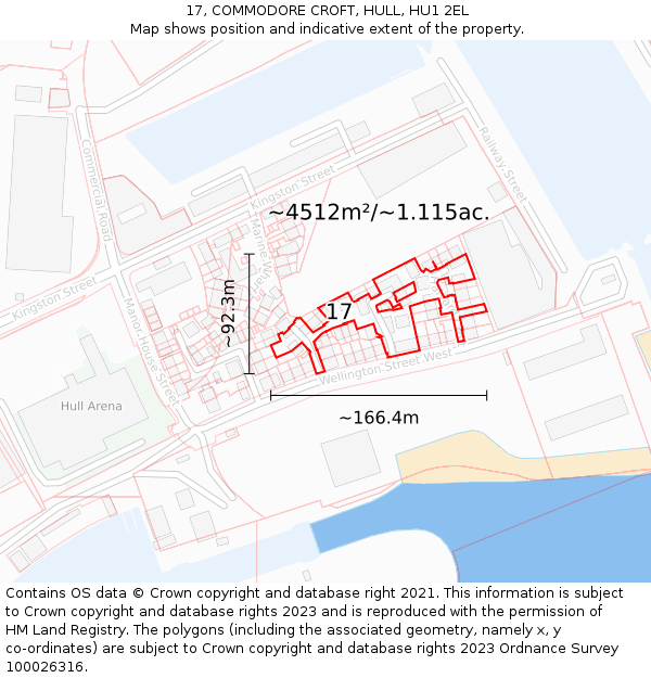 17, COMMODORE CROFT, HULL, HU1 2EL: Plot and title map