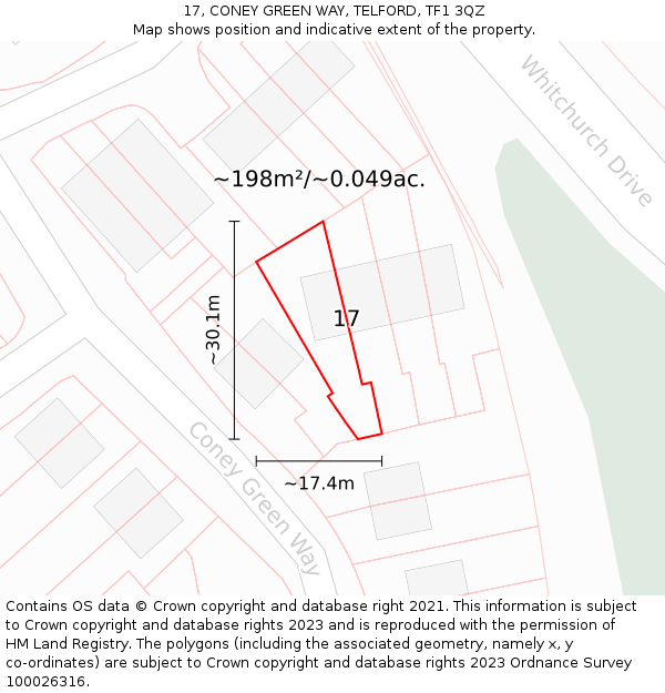 17, CONEY GREEN WAY, TELFORD, TF1 3QZ: Plot and title map