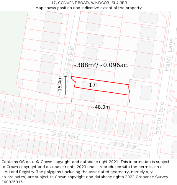 17, CONVENT ROAD, WINDSOR, SL4 3RB: Plot and title map