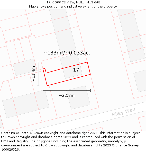 17, COPPICE VIEW, HULL, HU3 6AE: Plot and title map