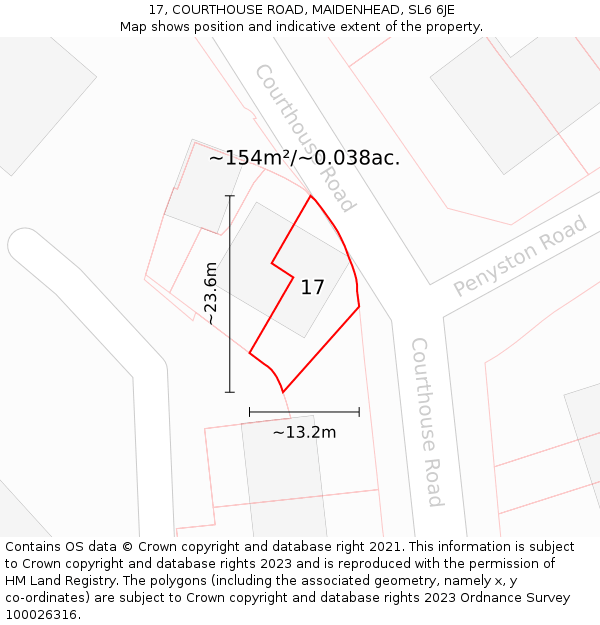 17, COURTHOUSE ROAD, MAIDENHEAD, SL6 6JE: Plot and title map