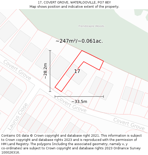 17, COVERT GROVE, WATERLOOVILLE, PO7 8EY: Plot and title map